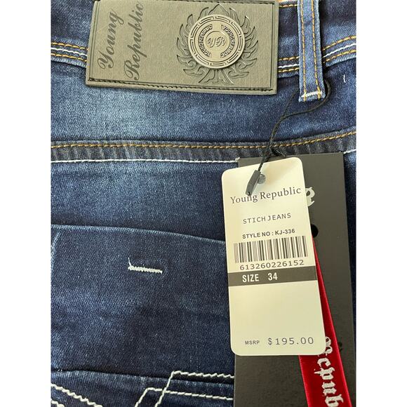 Young Republic Jeans Size 34x33 Moto Style Urban Streetwear Skater NWT - Picture 8 of 8